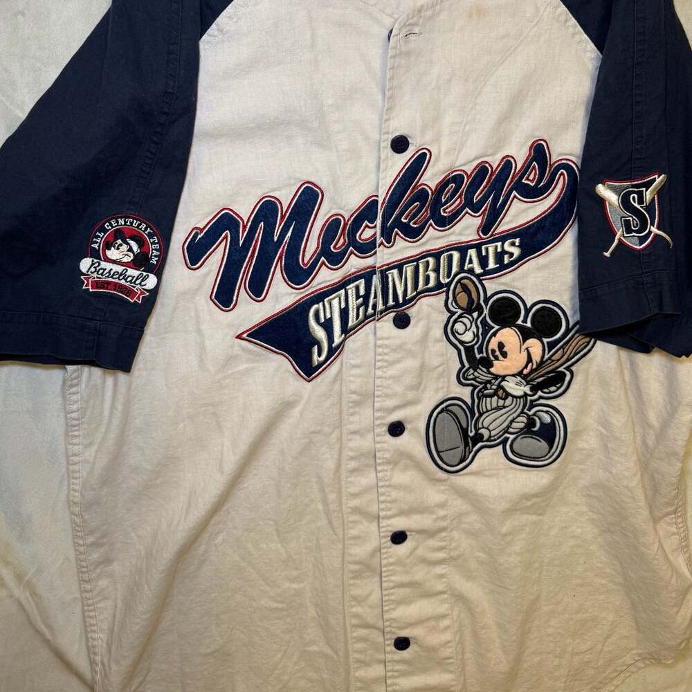 Vintage Mickey's Steamboats #28 Embroidered Baseball Jersey Linen Blend